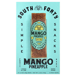 South Forty Snack Company, Fruit Bars, Mango Pineapple + Touch of Lime, 5 Bars, 1.2 oz (35 g) Each