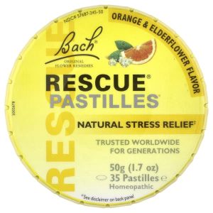 Bach, Rescue® Pastilles, Natural Stress Relief, Orange & Elderflower, 35 Pastilles