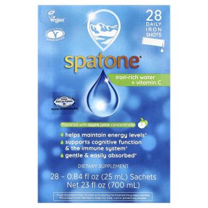 Bach, Spatone®, Iron-Rich Water + Vitamin C, Apple Juice, 28 Sachets, 0.84 fl oz (25 ml) Each