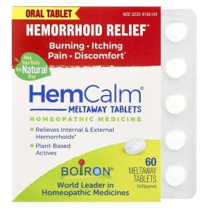 Boiron, HemCalm®, Unflavored, 60 Meltaway Tablets