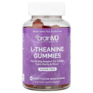 BrainMD, L-theanine Gummies, Berry, 60 Vegan Gummies (100 mg per Gummy)