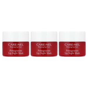 Care:Nel, Lip Night Mask Set, Pomegranate, 3 Pieces, 5 g Each