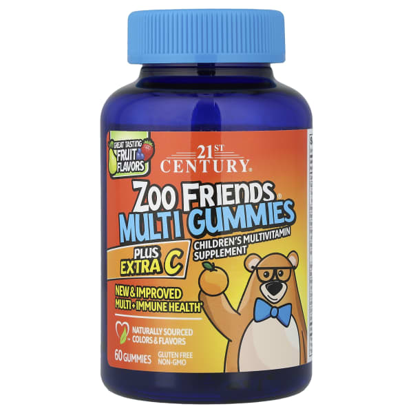 21st Century, Zoo FriendsĀ® Multi Gummies, Plus Extra C, Great Tasting Fruit, 60 Gummies