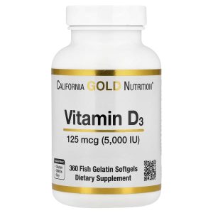 California Gold Nutrition, Vitamin D3, 125 mcg (5,000 IU), 360 Fish Gelatin Softgels