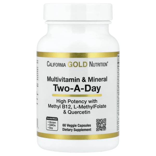 California Gold Nutrition, Multivitamin & Mineral, Two-A-Day, 60 Veggie Capsules
