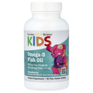 California Gold Nutrition, Kidās Omega-3 Fish Oil, Natural Strawberry, 60 Fish Gelatin Softgels