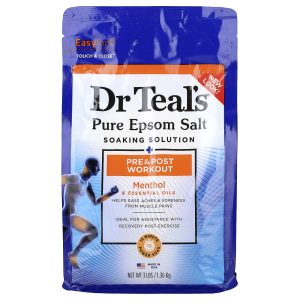 Dr. Teal's, Pure Epsom Salt Soaking Solution, Pre & Post Workout, Menthol & Essential Oils, 3 lbs (1.36 kg)