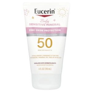 Eucerin, Baby, Sensitive Mineral Sunscreen Lotion, SPF 50, Fragrance Free,  4 fl oz (118 ml)