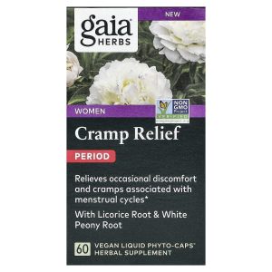 Gaia Herbs, Women, Period Cramp Relief, 60 Vegan Liquid Phyto-Caps®