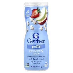 Gerber, Puffs, Puffed Grain Snack, 8+ Months, Strawberry Apple, 1.48 oz (42 g)