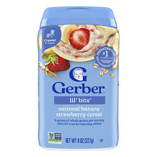 Gerber, Lil' BitsĀ® Cereal, 8+ Months, Oatmeal Banana Strawberry, 8 oz (227 g)