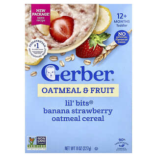 Gerber, Lil' BitsĀ®, Oatmeal & Fruit Cereal, 12+ Months, Banana Strawberry, 8 oz (227 g)