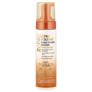 Giovanni, 2chic®, Ultra-Volume Foam Styling Mousse, For Fine, Limp Hair, Papaya + Tangerine Butter, 7 fl oz (207 ml)