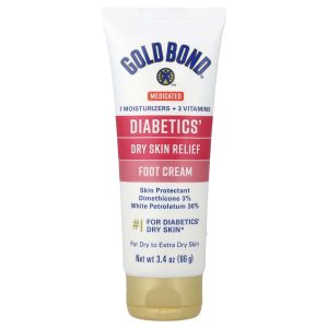 Gold Bond, Medicated, Diabetics' Dry Skin Relief Foot Cream, For Dry to Extra Dry Skin, 3.4 oz (96 g)