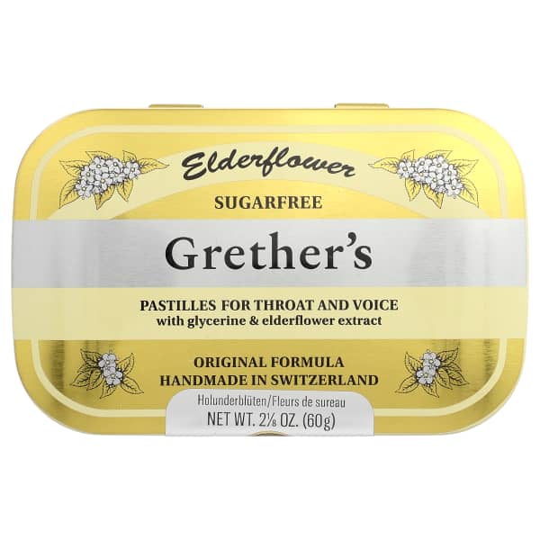 Grether's Pastilles, For Throat and Voice, Sugar Free, Elderflower, 24 Pastilles