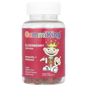 GummiKing, Elderberry for Kids, Immunity + Wellness, Lemon Raspberry, 60 Gummies