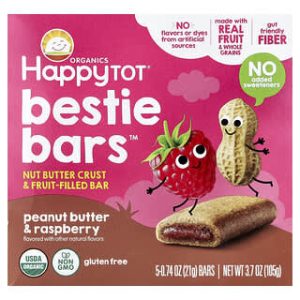 Happy Family Organics, Happy Tot®, Bestie Bars™, Peanut Butter & Raspberry, 5 Bars, 0.74 oz (21 g) Each