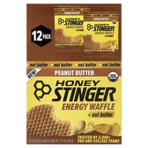 Honey Stinger, Energy Waffle + Nut Butter, Peanut Butter, 12 Waffles, 1.06 oz (30 g) Each