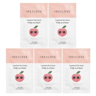 Idealove, Superfood Skin Savior, Pretty as a Peach, 5 Beauty Sheet Masks, 0.68 fl oz (20 ml) Each