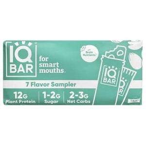 IQBAR, Plant Protein Bar, 7 Flavor Sampler, 7 Bars, 1.6 oz (45 g) Each