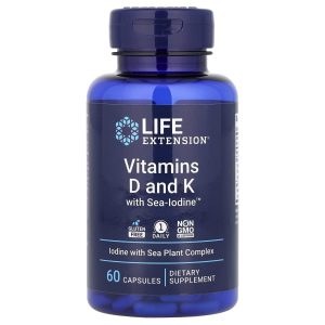 Life Extension, Vitamins D and K with Sea-Iodine™, 60 Capsules