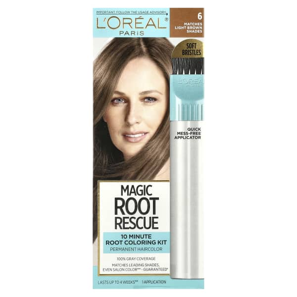 L'Oréal, Magic Root Rescue, 10 Minute Root Coloring Kit, 6 Light Brown, 1 Application