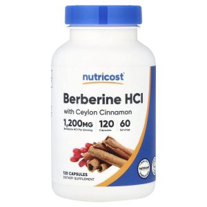 Nutricost, Berberine HCl With Ceylon Cinnamon, 120 Capsules