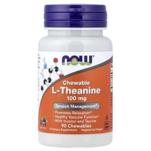 NOW Foods, Chewable L-Theanine, Berry, 90 Chewables