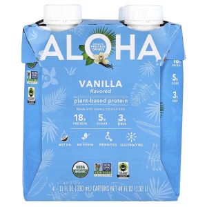 Aloha, Organic Protein Drinks, Vanilla, 4 Cartons, 11 fl oz (330 ml) Each