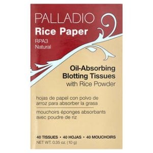 Palladio, Rice Paper, Oil-Absorbing Blotting Tissues, RPA3 Natural, 40 Tissues
