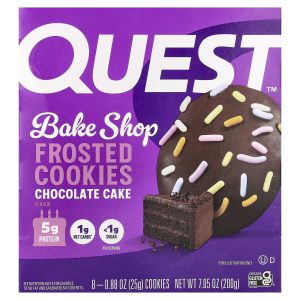 Quest Nutrition, Bake Shop, Frosted Cookies, Chocolate Cake, 8 Cookies, 0.88 oz (25 g) Each