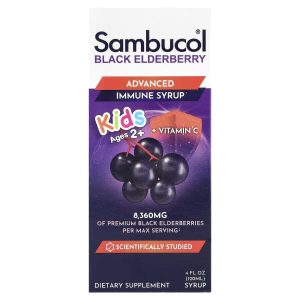 Sambucol, Kids, Black Elderberry, Advanced Immune Syrup, 2 Years & Older, Berry, 4 fl oz (120 ml)
