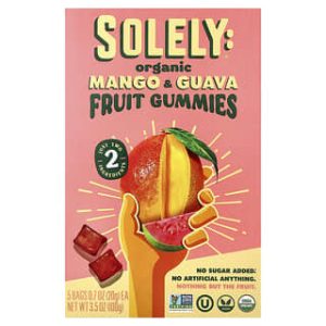 Solely, Organic Fruit Gummies, Mango & Guava, 5 Bags, 0.7 oz (20 g) Each