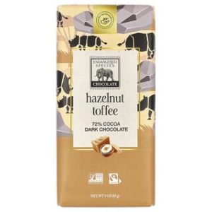 Endangered Species Chocolate, Hazelnut Toffee + Dark Chocolate, 72% Cocoa, 3 oz (85 g)