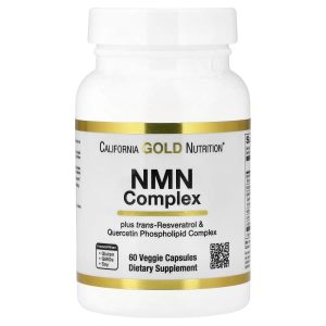 California Gold Nutrition, NMN Complex with trans-Resveratrol, Quercetin Phytosome Complex, Apigenin, and Luteolin, 60 Veggie Capsules