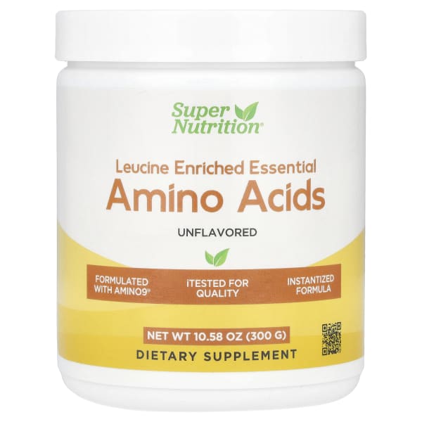 Super Nutrition, Leucine Enriched Essential Amino Acids with L-Leucine, L-Lysine, L-Threonine, and L-Isoleucine, Unflavored, 10.58 oz (300 g)
