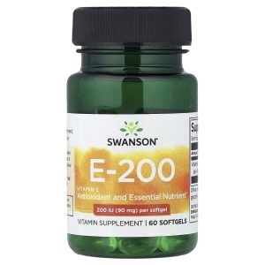 Swanson Vitamins, Vitamin E-200, 90 mg (200 IU), 60 Softgels