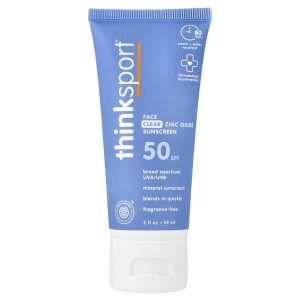 think, Thinksport®, Face Clear Zinc Oxide Sunscreen, SPF 50, Fragrance Free, 2 fl oz (59 ml)