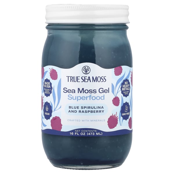 True Sea Moss, Sea Moss Gel Superfood, Blue Spirulina and Raspberry, 16 fl oz (473 ml)
