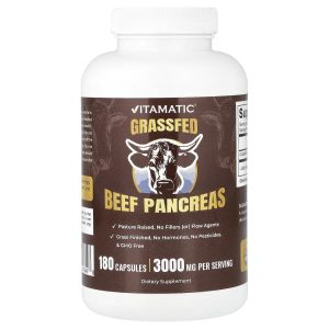 Vitamatic, Grassfed Beef Pancreas, 180 Capsules (500 mg per Capsule)