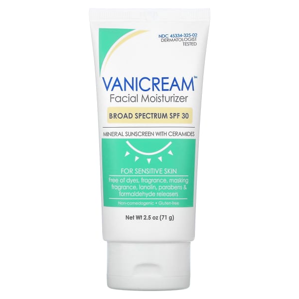 Vanicream, Facial Moisturizer, Mineral Sunscreen with Ceramides, For Sensitive Skin, SPF 30, 2.5 oz (71 g)