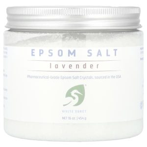 White Egret, Epsom Salt, Lavender, 16 oz (454 g)