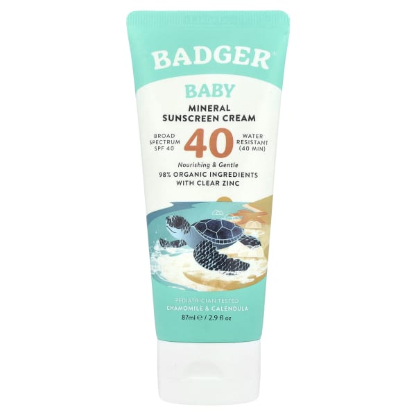 Badger, Baby Mineral Sunscreen Cream, SPF 40, Chamomile & Calendula, 2.9 fl oz (87 ml)